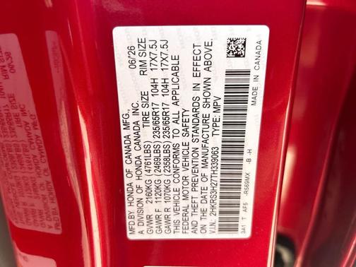 Radiant Red Metallic 2026 Honda CR-V LX