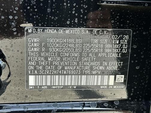 Crystal Black Pearl 2026 Honda HR-V EX-L