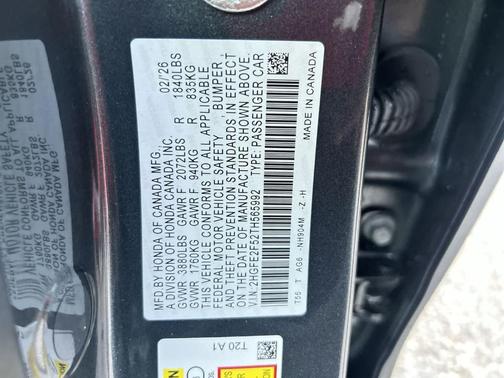 Meteorite Gray Metallic 2026 Honda Civic Sport