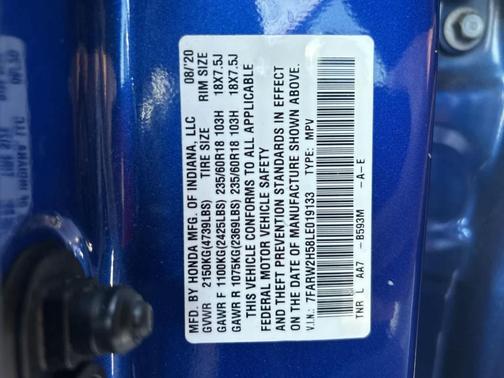 Aegean Blue Metallic 2020 Honda CR-V EX
