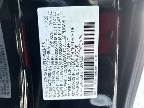 Crystal Black Pearl 2026 Honda Odyssey EX-L