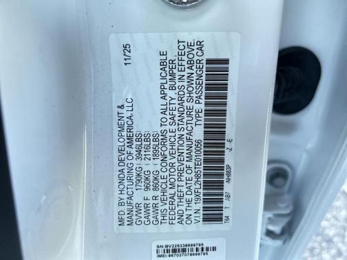 Platinum White Pearl 2026 Honda Civic Sport