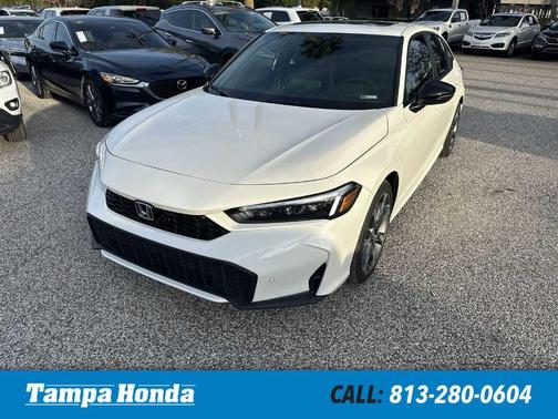 Platinum White Pearl 2026 Honda Civic Hybrid Sport Touring