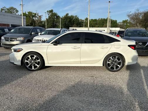 Platinum White Pearl 2026 Honda Civic Hybrid Sport Touring