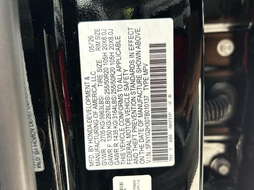 Crystal Black Pearl 2026 Honda Pilot Sport