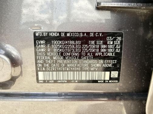 Modern Steel Metallic 2026 Honda HR-V EX-L
