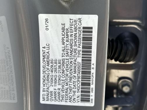 Urban Gray Pearl 2026 Honda Accord Hybrid EX-L