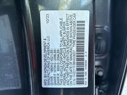 Meteorite Gray Metallic 2024 Honda Accord EX