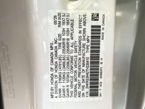 Platinum White Pearl 2026 Honda CR-V EX