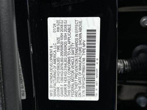 Crystal Black Pearl 2024 Honda Pilot Touring