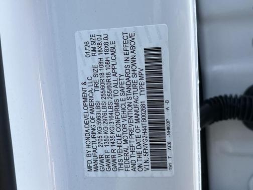 Platinum White Pearl 2026 Honda Pilot EX-L