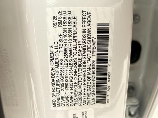 Platinum White Pearl 2026 Honda Pilot EX-L
