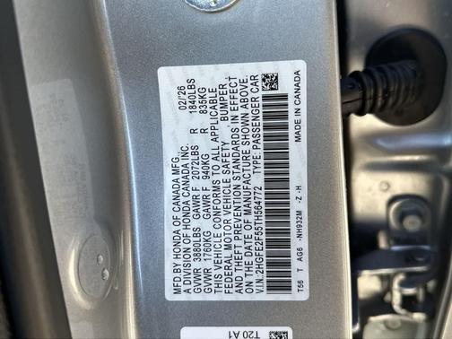 Solar Silver Metallic 2026 Honda Civic Sport