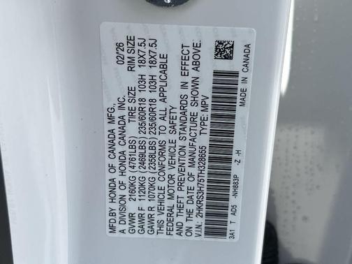 Platinum White Pearl 2026 Honda CR-V EX-L