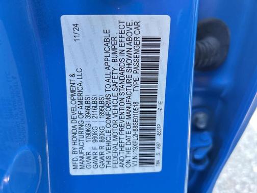 Boost Blue Pearl 2025 Honda Civic Sport