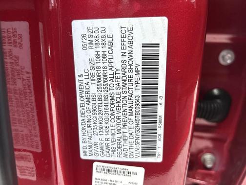 Radiant Red Metallic II 2026 Honda Pilot EX-L