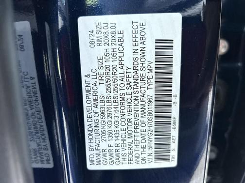 Obsidian Blue Pearl 2025 Honda Pilot Touring
