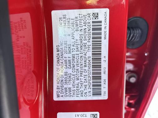 Rallye Red 2026 Honda Civic Sport