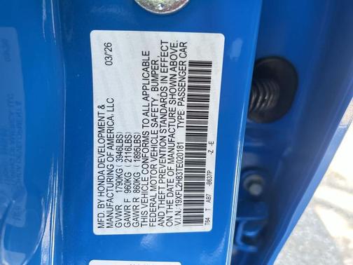 Boost Blue Pearl 2026 Honda Civic Sport