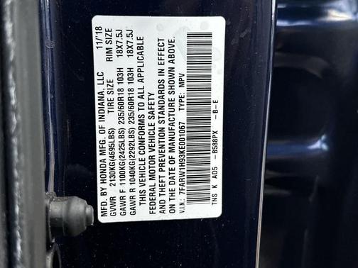 Obsidian Blue Pearl 2019 Honda CR-V Touring