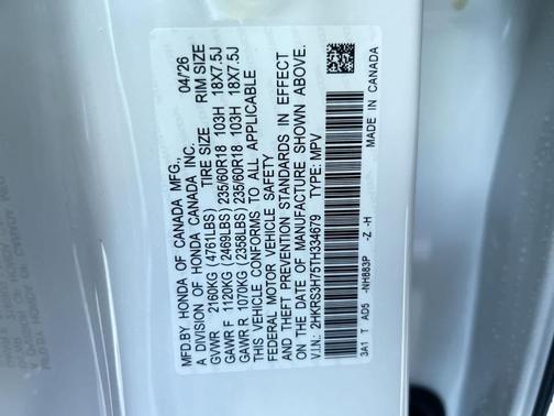 Platinum White Pearl 2026 Honda CR-V EX-L