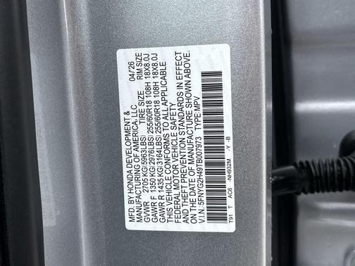 Solar Silver Metallic 2026 Honda Pilot EX-L