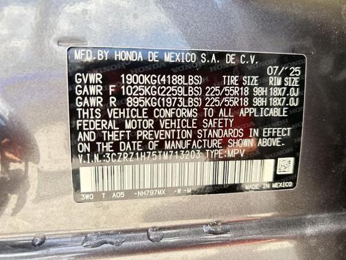 Modern Steel Metallic 2026 Honda HR-V EX-L