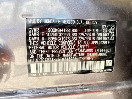 Modern Steel Metallic 2026 Honda HR-V EX-L