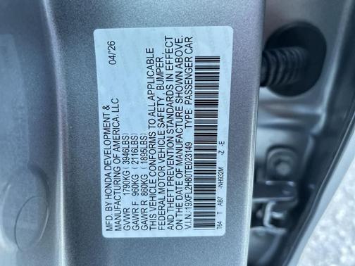 Solar Silver Metallic 2026 Honda Civic Sport