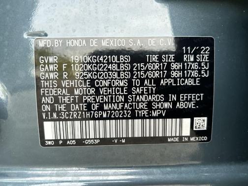 Pearl 2023 Honda HR-V EX-L