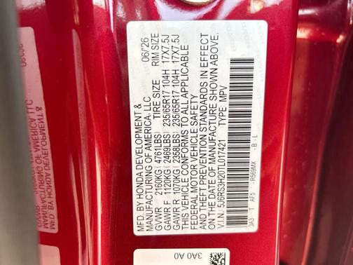 Radiant Red Metallic 2026 Honda CR-V LX