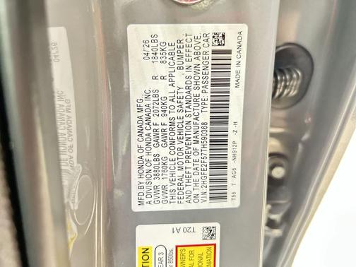 Urban Gray Pearl 2026 Honda Civic Sport
