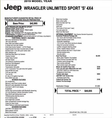 2019 Jeep Wrangler Unlimited Sport