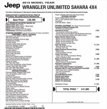 2015 Jeep Wrangler Unlimited Sahara