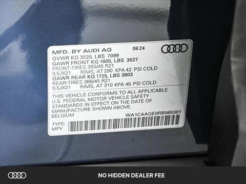 Plasma Blue Metallic 2024 Audi Q8 e-tron S line Premium