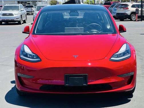 Red 2021 Tesla Model 3 Standard Range Plus