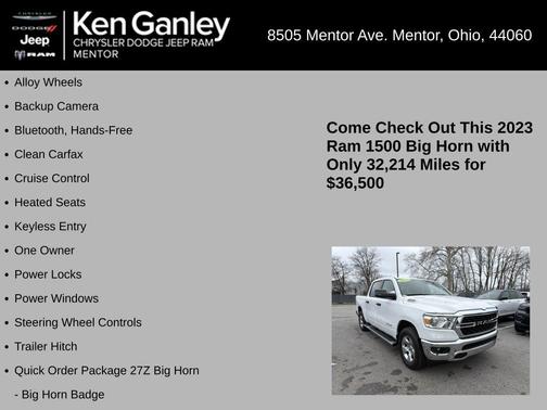 Bright White Clearcoat 2023 RAM 1500 Big Horn
