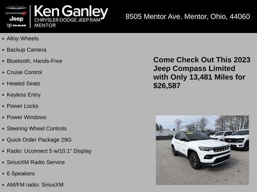 Bright White Clearcoat 2023 Jeep Compass Limited