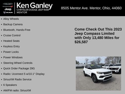 Bright White Clearcoat 2023 Jeep Compass Limited