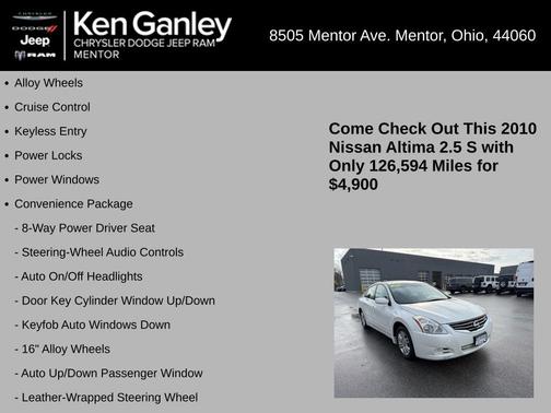 Winter Frost 2010 Nissan Altima 2.5 S