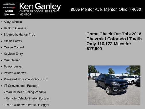 Black 2018 Chevrolet Colorado LT