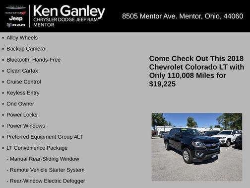 Black 2018 Chevrolet Colorado LT