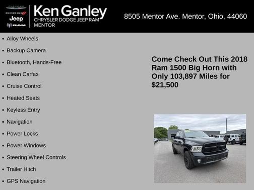 Brilliant Black Crystal Pearlcoat 2018 RAM 1500 Big Horn