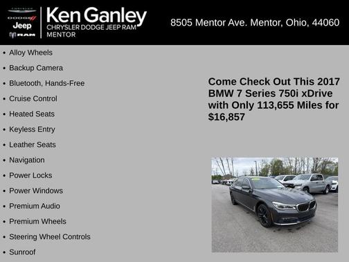 Dark Graphite 2017 BMW 750 i xDrive