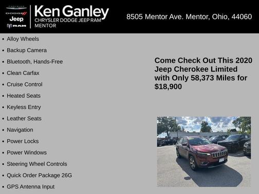 Velvet Red Pearlcoat 2020 Jeep Cherokee Limited