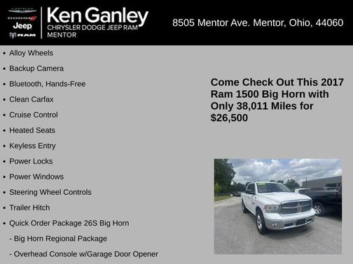Bright White Clearcoat 2017 RAM 1500 Big Horn