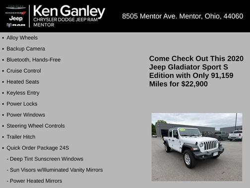 Bright White Clearcoat 2020 Jeep Gladiator Sport