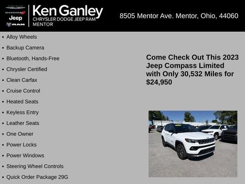 Bright White Clearcoat 2023 Jeep Compass Limited