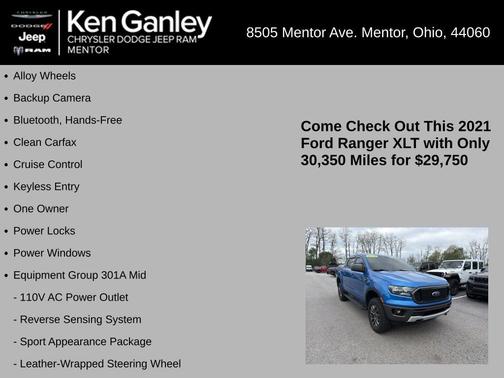 Blue Metallic 2021 Ford Ranger XLT
