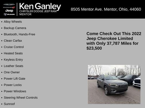 Granite Crystal Clearcoat Metallic 2022 Jeep Cherokee Limited